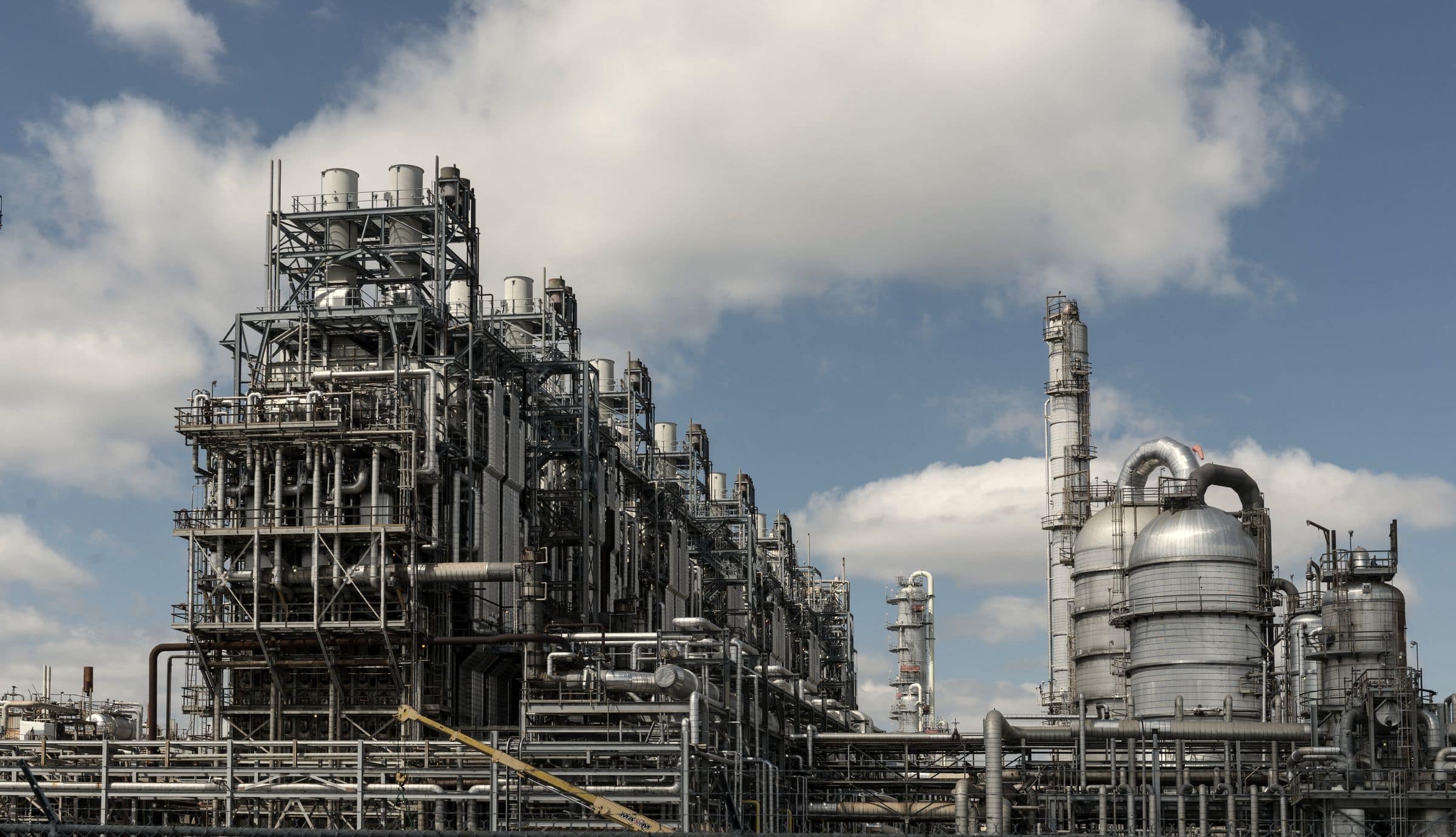 Steel process structures, columns and pipework at an industrial processing plant
